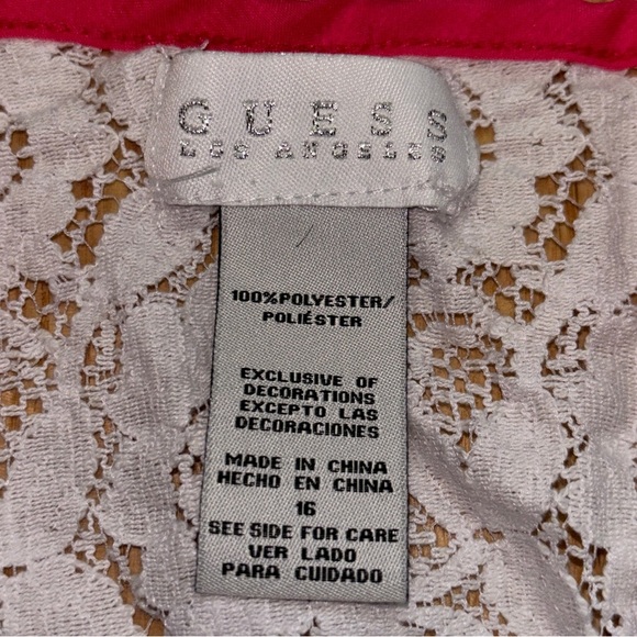 Guess Girls White & Pink Black Butterfly Sleeveless Lined High Low Hem Dress - Picture 4 of 8